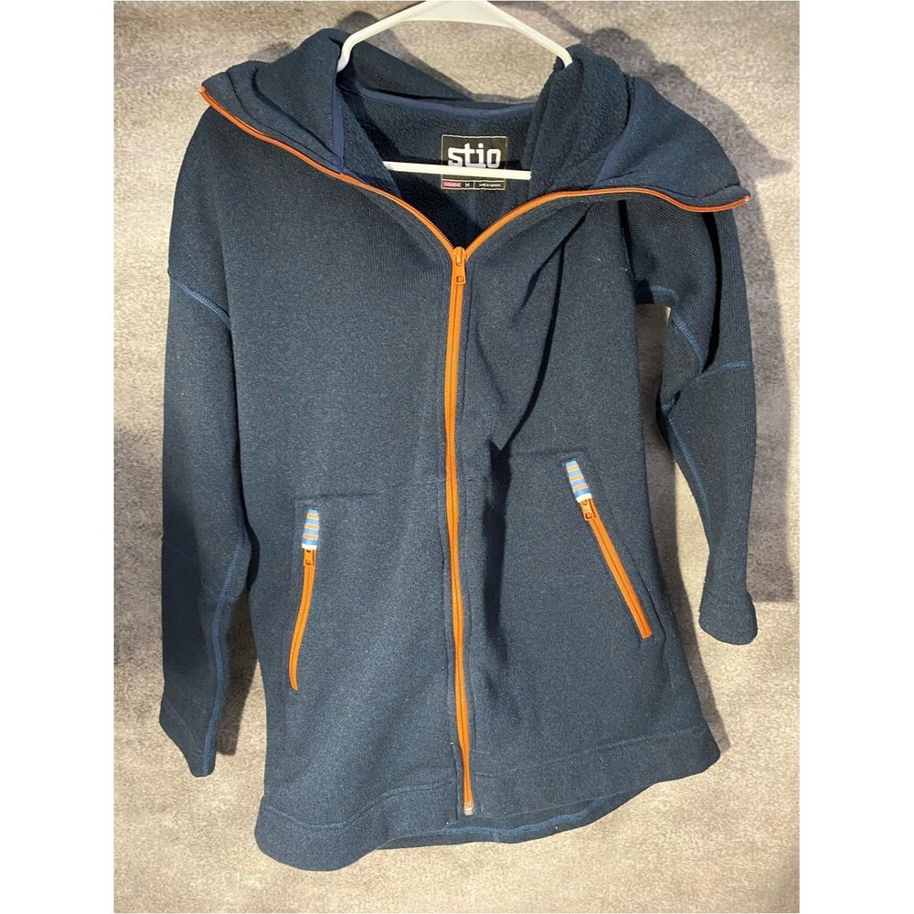Stio Sweetwater Sweater Fleece Full Zip Jacket Hoodie Women's Medium Navy Blue